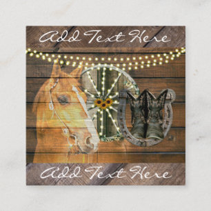 Western Horse Hufeisen Wagon Wheel Cowboy Boots Quadratische Visitenkarte