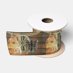 Western Horse Hufeisen Wagon Wheel Cowboy Boots Satinband