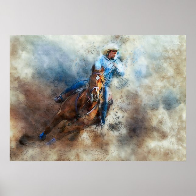 Western Horse Rodeo Cowboy Art Wall Poster (Devant)