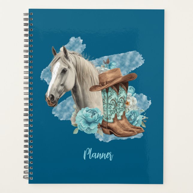 Western Horse Spiral Planner- Navy (Devant)