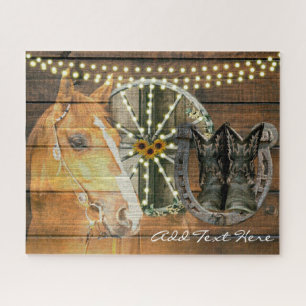 Western Horse Wagon Wheel Cowboy Boots