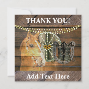 Western Horse Wagon Wheel Cowboy Boots Dankeskarte