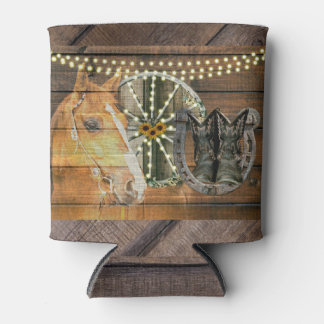 Western Horse Wagon Wheel Cowboy Boots Dosenkühler