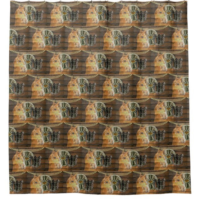 Western Horse Wagon Wheel Cowboy Boots Duschvorhang (Vorderseite)