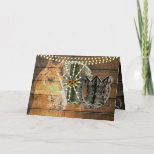 Western Horse Wagon Wheel Cowboy Boots Karte