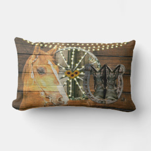 Western Horse Wagon Wheel Cowboy Boots Lendenkissen