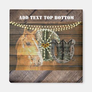 Western Horse Wagon Wheel Cowboy Boots Magnet