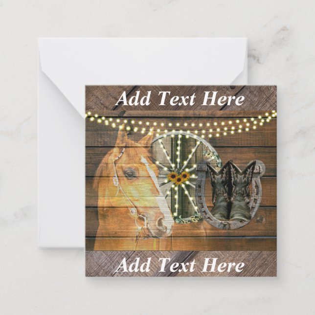 Western Horse Wagon Wheel Cowboy Boots Mitteilungskarte (Vorderseite)