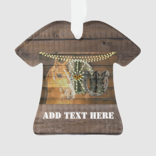 Western Horse Wagon Wheel Cowboy Boots Ornament