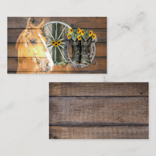 Western Horse Wagon Wheel Horseshoe Cowboy Boots Visitenkarte