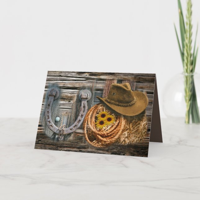 Western Horseshoe Cowboy Hat Lasso Einladung (Vorderseite)