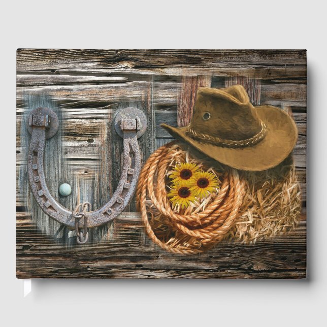 Western Horseshoe Cowboy Hat Lasso Gästebuch (Vorderseite)