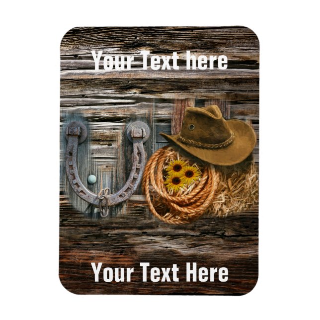 Western Horseshoe Cowboy Hat Lasso Magnet (Vertikal)