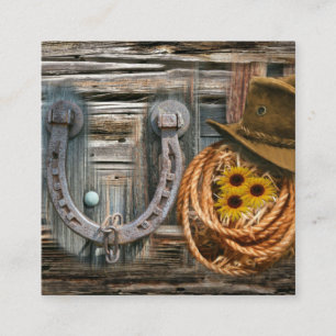 Western Horseshoe Cowboy Hat Lasso Quadratische Visitenkarte