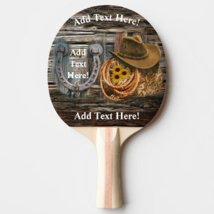 Western Horseshoe Cowboy Hat Lasso Tischtennis Schläger