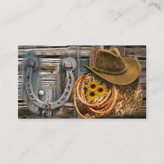 Western Horseshoe Cowboy Hat Lasso Visitenkarte (Vorderseite)