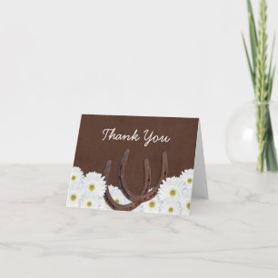 Western Horseshoes and Daisies Thank You Dankeskarte