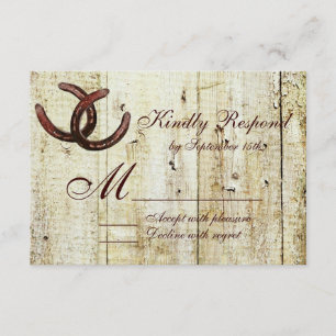 Western Horseshoes Grange Mariage en bois Cartes R