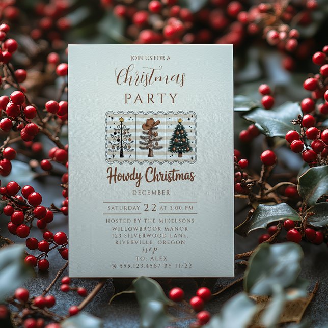 Western Howdy Cowboy Christmas Einladung (Von Creator hochgeladen)