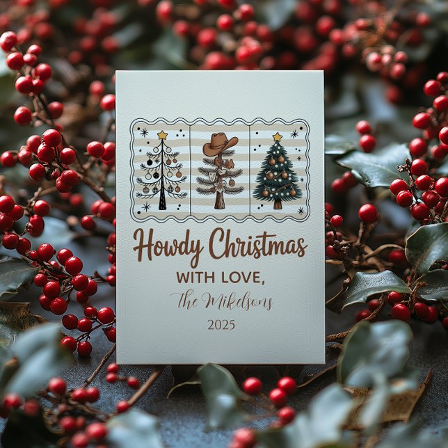 Western Howdy Cowboy Christmas Feiertagskarte (Von Creator hochgeladen)
