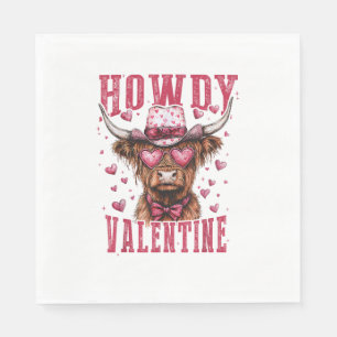 Western Howdy Highland Cow Valentinstag Highland Serviette