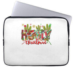 Western Howdy Weihnachtskuh Cowboy-Hut und Kaktus Laptopschutzhülle