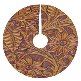 Western-Imitat bearbeiteter lederner Druck Brown 2 Polyester Weihnachtsbaumdecke