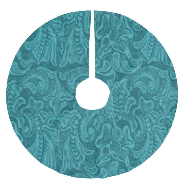 Western-Imitate Aquamarine Lederdrucke Polyester Weihnachtsbaumdecke (Vorderseite)