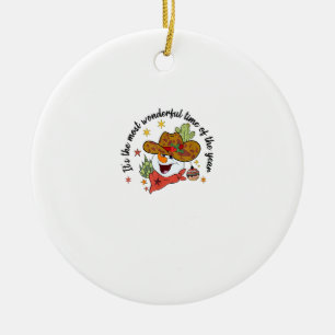 Western ist der schönste Time Cowboy Snowman Keramik Ornament