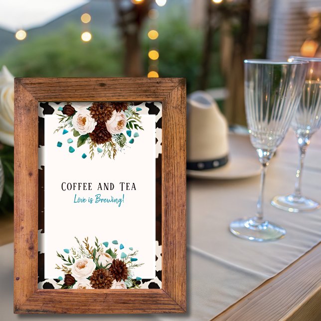 Western Kaffee und Tee Liebe Brauen Zeichen Einladung (Western Coffee and Tea Love is Brewing Sign)
