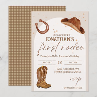 Western Kids Cowboy First Rodeo Geburtstag Einladung