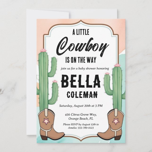 Western kleine Cowboy-Dusche Einladungen (Vorderseite)