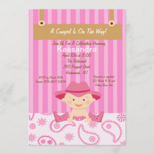 Western-kleine Cowgirl-Baby-Duschen-Einladung Einladung