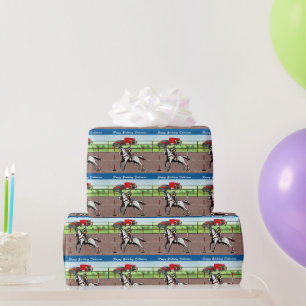 Western Kleine Cowgirl Pole Bending Personalisiert Geschenkpapier