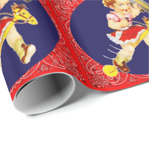 Western-kleines Cowgirl auf Geschenkpapier
