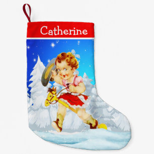 Western Kleines Cowgirl auf Stick Pferd Winter Sze Kleiner Weihnachtsstrumpf