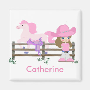 Western-kleines Cowgirl mit Pferd Magnet