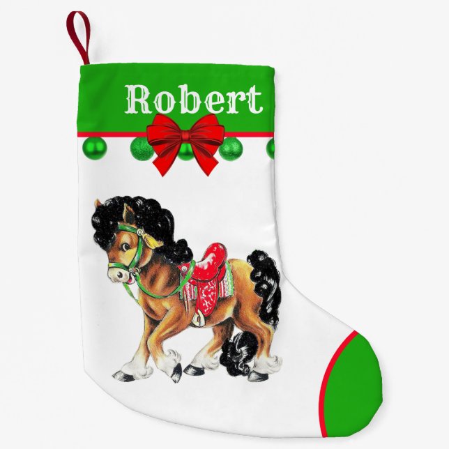 Western Kleines Pferdchen mit Sattel Kleiner Weihnachtsstrumpf (Vorderseite)