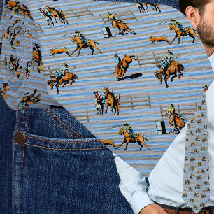 Western Krawatte mit Rodeo Events Cowboys Cowgirls