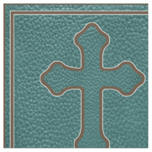 Western Kreuz Aquamarine und braune Imitate Lederg Stoff