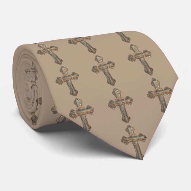 Western-Kreuz mit Seil- und Buchsenband Krawatte (Gerollt)