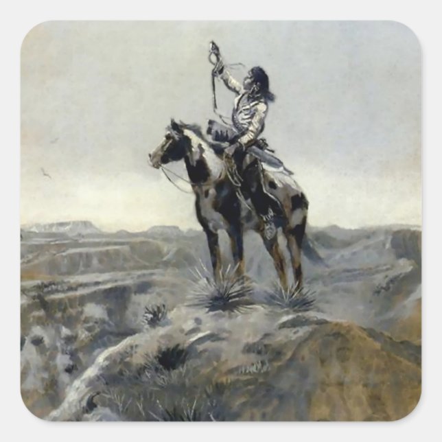 Western "Krieg" von Charles M. Russell Quadratischer Aufkleber (Vorderseite)