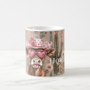 Western Kuh Rosa Herzsonnenbrille Kaktus Blütenblä Kaffeetasse