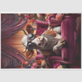 Western Kuh sitzt rosa Stuhl Decoupage Seidenpapier