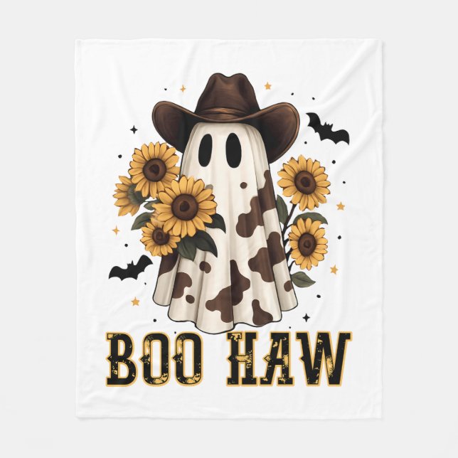 Western Kuh Spot Spooky Ghost Boo Haw Fleecedecke (Vorderseite)