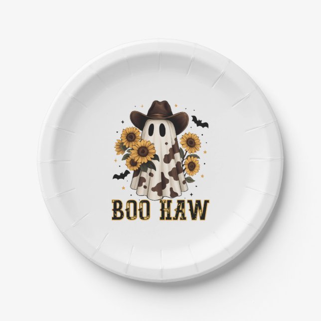 Western Kuh Spot Spooky Ghost Boo Haw Pappteller (Vorderseite)