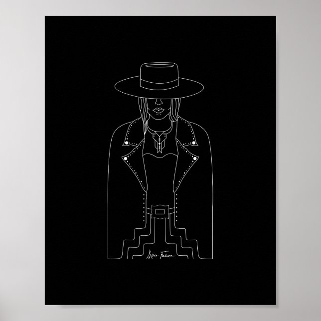 Western Lady Outlaw Black & White Wall Art Print Poster (Vorne)