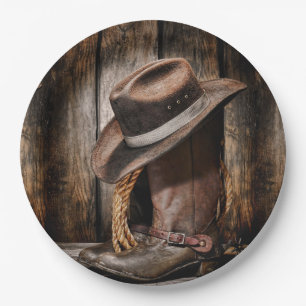 Western Land Braunholz Cowboystiefel Pappteller