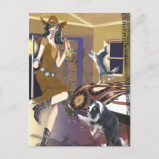 Western Land "Dancing Cowgirl" Postkarte (Vorderseite)