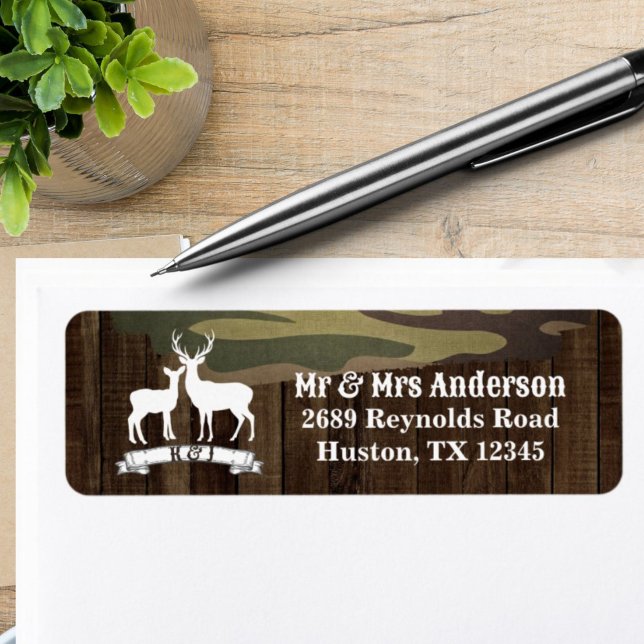 Western Land Hirsch die Jagd ist vorbei Hochzeit (Western Country Deer The Hunt Is Over Wedding Label)